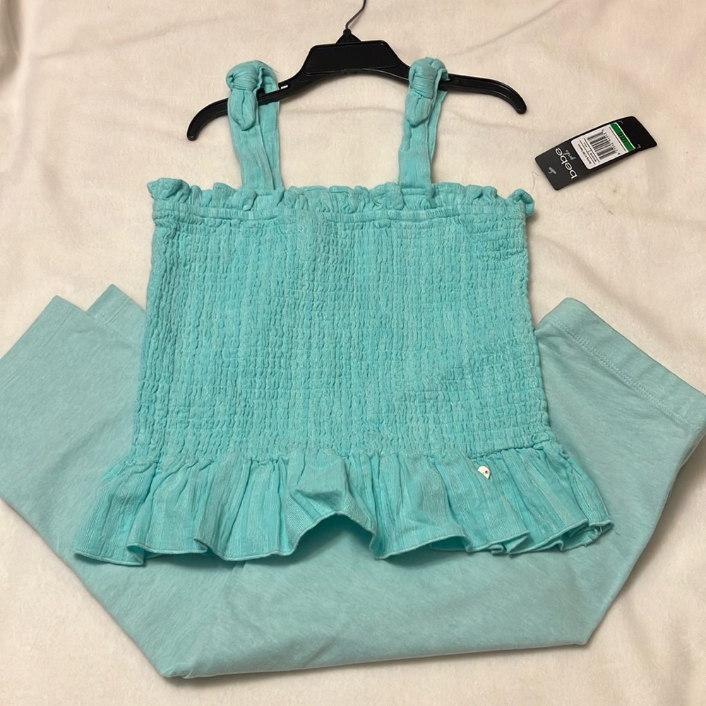 NWT Aqua Bebe Girls 14 strapped stretch tank + Cat and Jack Capri Leggings